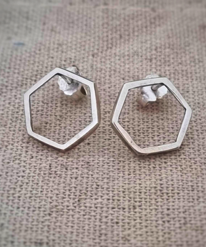 Custom handmade sterling hexagon silver earrings by StellarJules in Johannesburg, South Africa