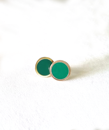 green and gold small earrings