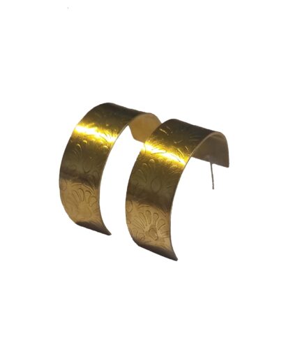 Roll printed brass hoop earrings