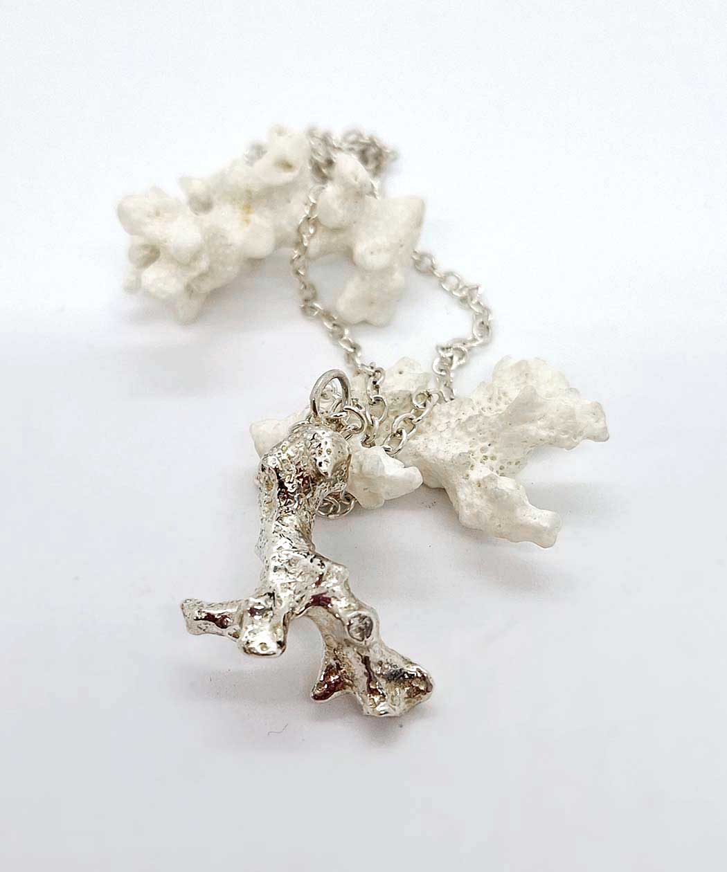 silver coral necklace