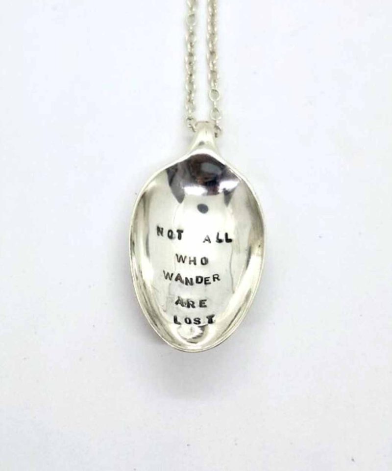 Vintage spoon necklace with message stellarjules jewellery