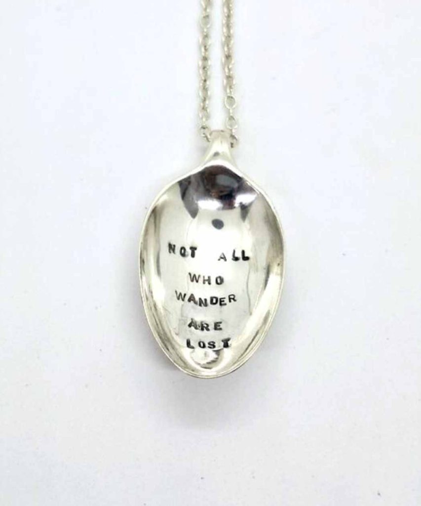 Vintage spoon necklace with message stellarjules jewellery